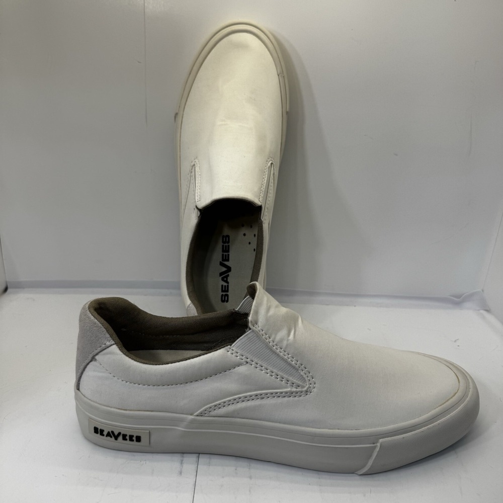 New SEAVEES W's Hawthorne Slip on Standard Poplin Twill sneakers Sz 9 Bleach $85